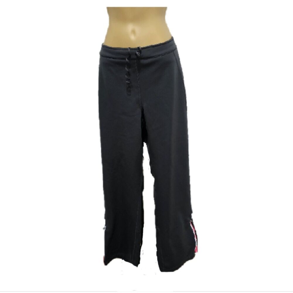 New Balance Athletic Track Pants Women's XL Black Straight Pink Flare Zip Pocket
